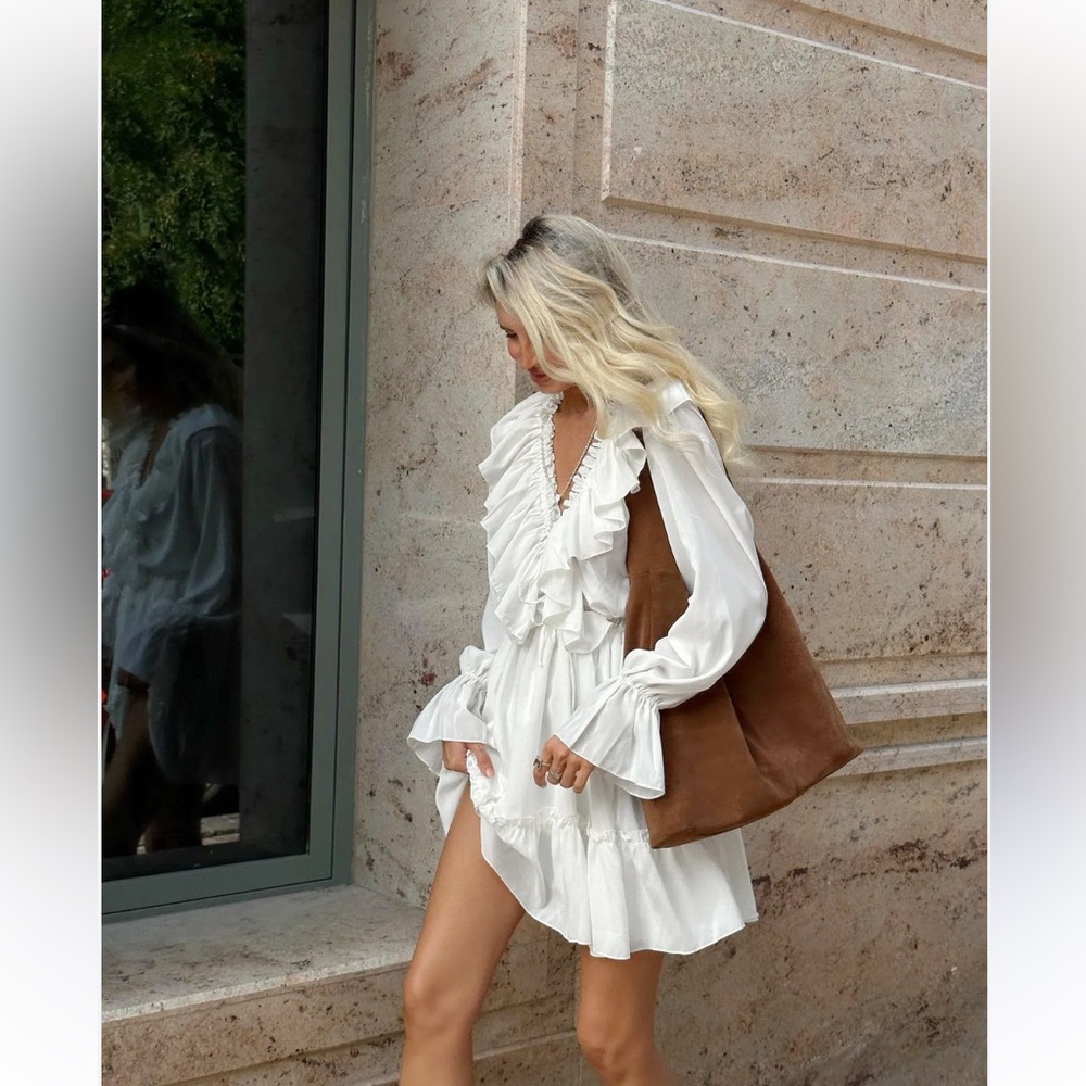 Iro Paris Juliet Prairie Dress in white cotton dress ruffle